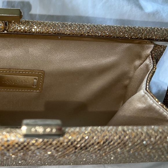 Jimmy Choo Gold Lame Glitter Clutch - Picture 4 of 7